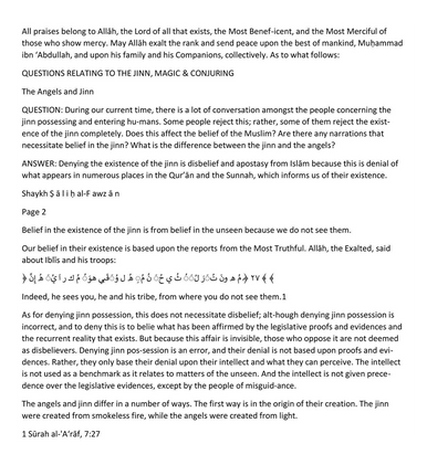 Questions Relating to the Jinn, Magic, and Conjuring-3