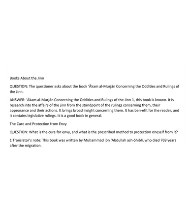 Questions Relating to the Jinn, Magic, and Conjuring-4